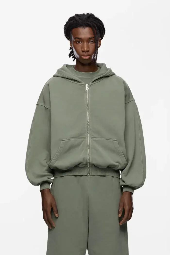 Sevenheavens Washed Khaki Washed Blank Zip Hoodie (3)